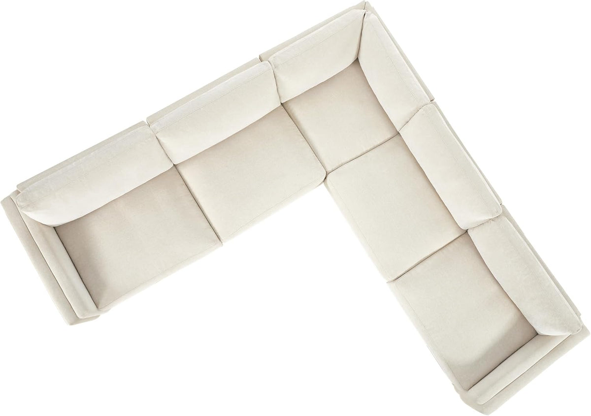 CHITA 114” Super Large Sectional Modular Sofa, Down Filled, 5 Seat, Linen | Down Filled, Sectional Modular Sofa, Super Large, Luxury, Extra-Deep Seats, High-leg Design