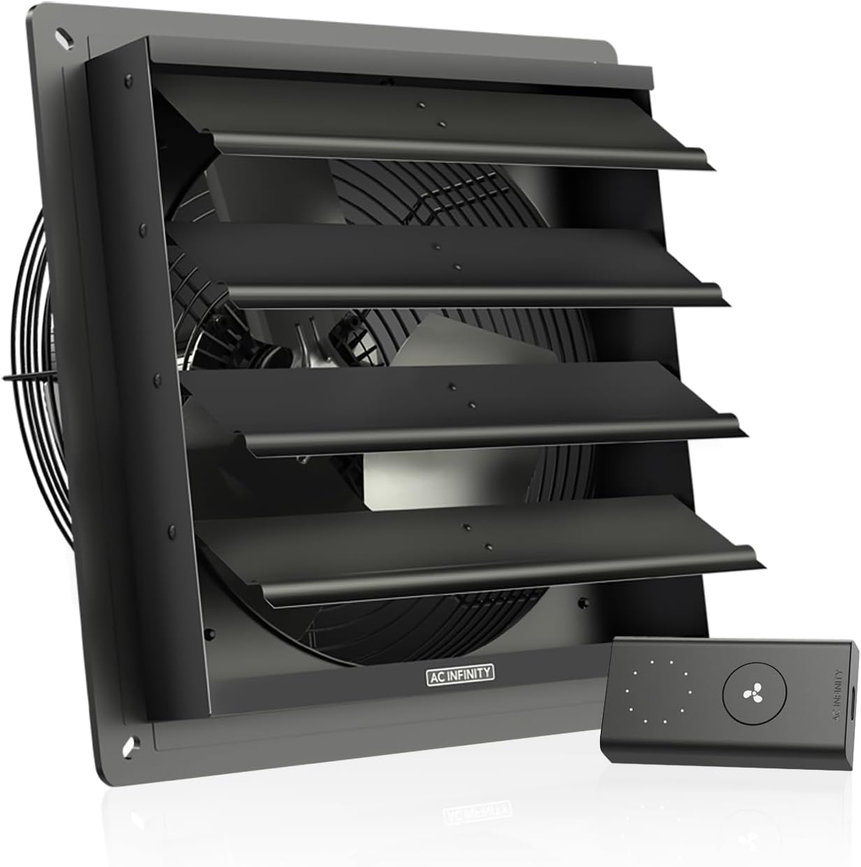 AC Infinity AIRLIFT S12, Shutter Exhaust Fan 12” with 10-Speed Controller, EC Motor - Wall Mount Ventilation and Cooling for Sheds, Attics, Workshops, and Greenhouses