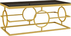 Glass Nesting Coffee Table Set with Metal Frame & Glam Design, Gold & Black | Modern Round Cocktail Center Table with Tempered Glass, Luxury for Living Room & Home Decor