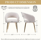 Modern Dining Chairs Set of 4, Upholstered PU Leather Dining Room Chairs with Gold Metal Legs, Accent Kitchen Chairs with Curved Backrest for Living Room, Cream