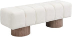 50" Upholstered Dining Bench, No-Assembly Chenille Fabric Ottoman Stool with Wood Legs, 300LB Capacity Multi-Functional Seating for Entryway, Bedroom, Bedside, Living Room, Beige