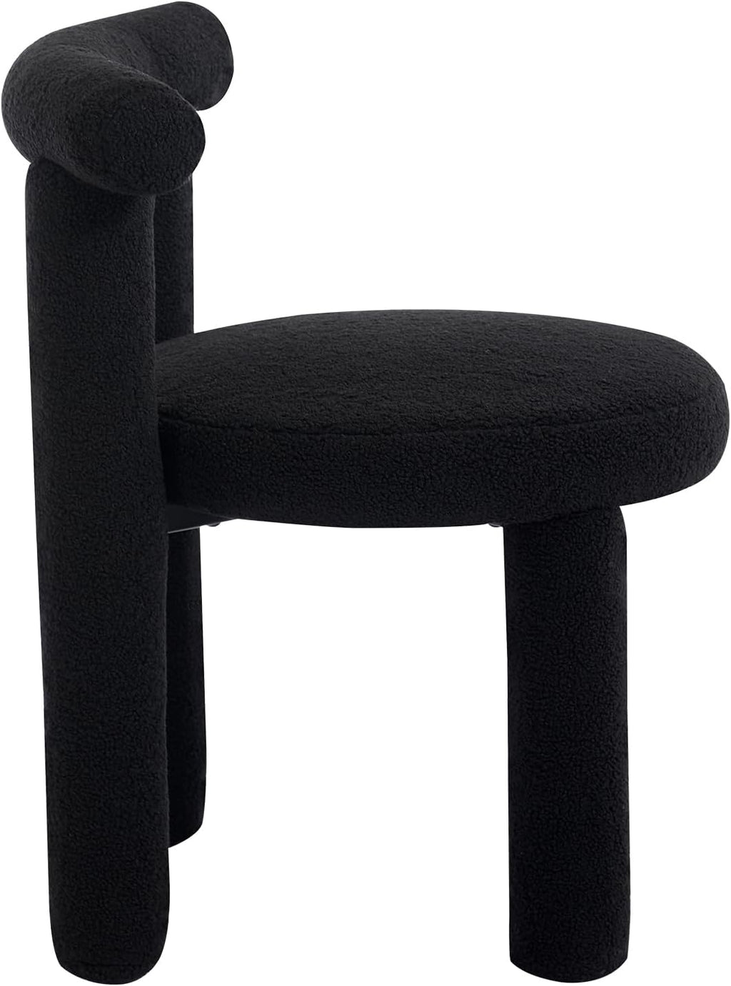 Black Sherpa Dining Chairs Set of 4, Armless Upholstered Boucle Kitchen Chairs with Backs Comfy Accent Side Chair for Living Room, Dining Room, Reception