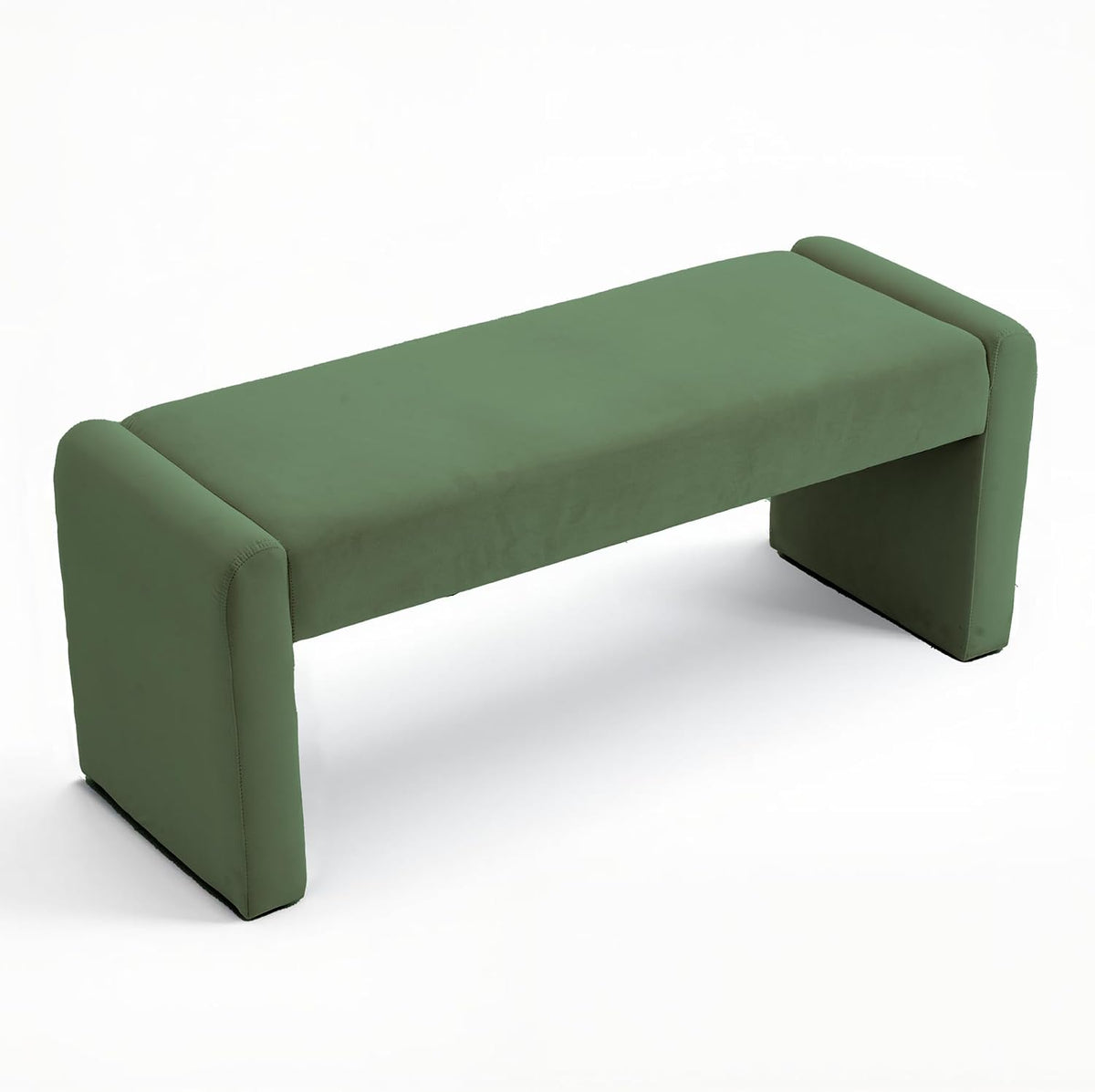 Velvet Entryway Bench End of Bed Bench Upholstered Modern Window Bench Comfy Ottoman for Dining Room/Bedroom/Living Room/Hallway/Indoor (Olive Green)
