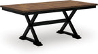 Signature Design by Ashley Wildenauer Extendable Dining Table, Farmhouse | Hardwood solids, Mango wood veneer, MDF substrate, Trestle base, Self-storing butterfly leaf, Seats 8, 60 to 78 inch length