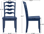 DUHOME Wood Ladder Back Chairs Set of 2,Blue- Wooden Armless Kitchen Chairs with Solid Rubber Wood Legs,Farmhouse Style Space-Saving Dining Chairs Blue