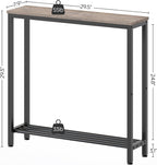 YATINEY Narrow Console Table, 2-Tier Small Sofa Table, 29.5" Thin Entryway Behind Couch Table with Shelves, Industrial Hallway Table, for Living Room, Foyer, Greige and Black CT03BG
