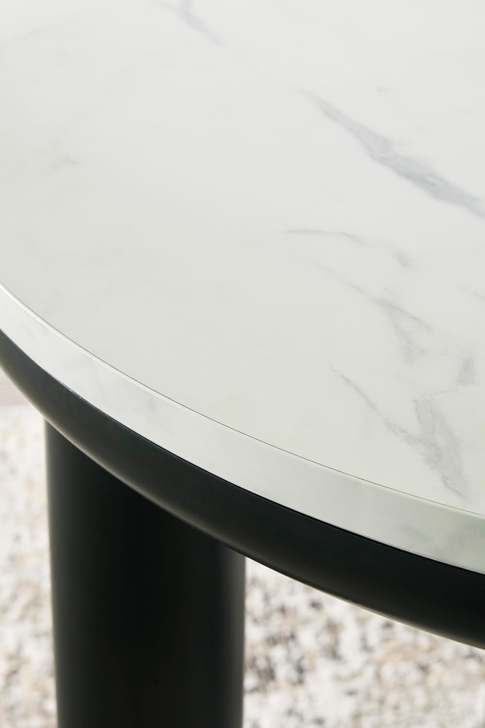GTU Furniture Casual MDF Round 3-Piece Coffee Table Set, Cocktail Table with 2 Matching End Tables, Black/White Finish for Living Room