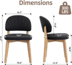 Modern Fabric Upholstered Dining Chairs Set of 4, Farmhouse Curved Back Armless Accent Chairs with Solid Oak Wood Legs, Walnut Kitchen Side Chairs for Dining Room, Bedroom/Restaurant, Black