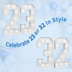 Marquee Numbers Large 32nd-Birthday Decorations: 4ft Light Up Number Party Decor 23 Year Old Women And Men Birthday Decoration Backdrop 23 Anniversary Cardboard Big Mosaic Balloon Frame Number 32