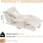 Chaise Lounge Chair with Curved Back, Modern Upholstered Recliner Sofa, Tufted Accent Lounger Comfortable Lazy Chair for Bedroom, Apartment (Beige)