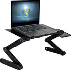 360-Degree Rotation Multifunctional Portable Folding Table with Fan & Mouse Black