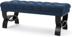 Merax 41” Upholstered Entryway Bench, End of Bed Ottoman Seat with Solid Wood Leg for Bedroom, Living Room, Indoor, Navy Blue