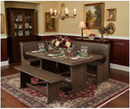 Pemberly Row 4-Pieces Dining Set Wood, Rectangular in Cherry (36" H x 75" W x 56" D) for Kitchen, Dining Room with Table, Reversable Seating, and Storage Space