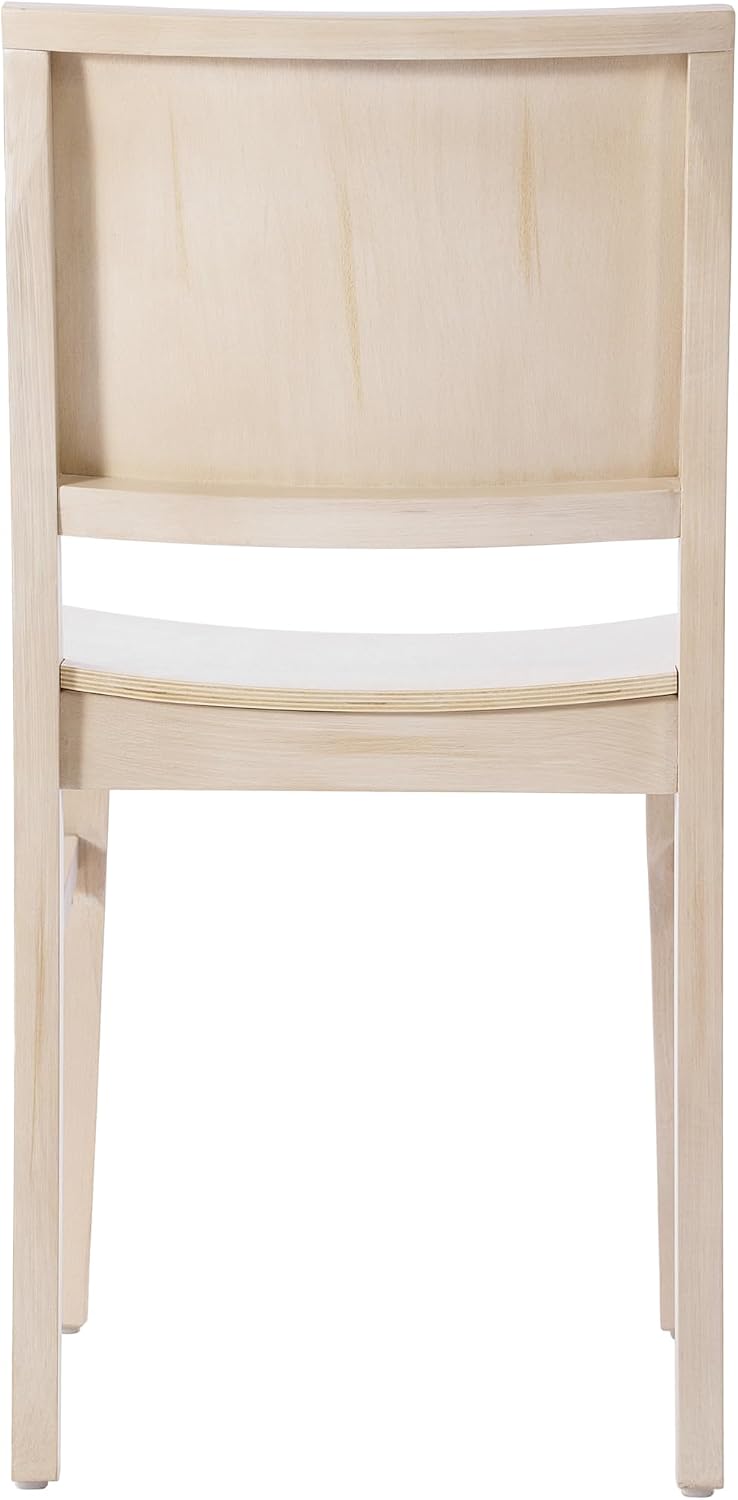 Flash Furniture Naples Commercial Solid Wood Dining Chair, Curved Backrest, Sturdy Mortise and Tenon Construction, Antique White