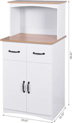 Kitchen Pantry Storage Cabinet Bar Cabinet Cupboard with Storage Drawers and Adjustable Shelf, Microwave Cabinet with Open Space for Kitchen Dining Room Living Room, White