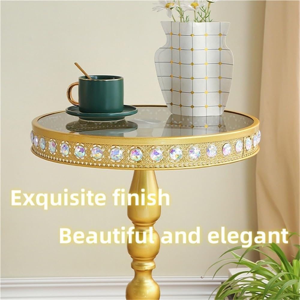 Black Round Side Table, Modern Metal Pedestal Drink Table, Metal Small End Table, Vintage Coffee Drink Cocktail Table, Accent Table for Small Spaces, Nightstand(Black)