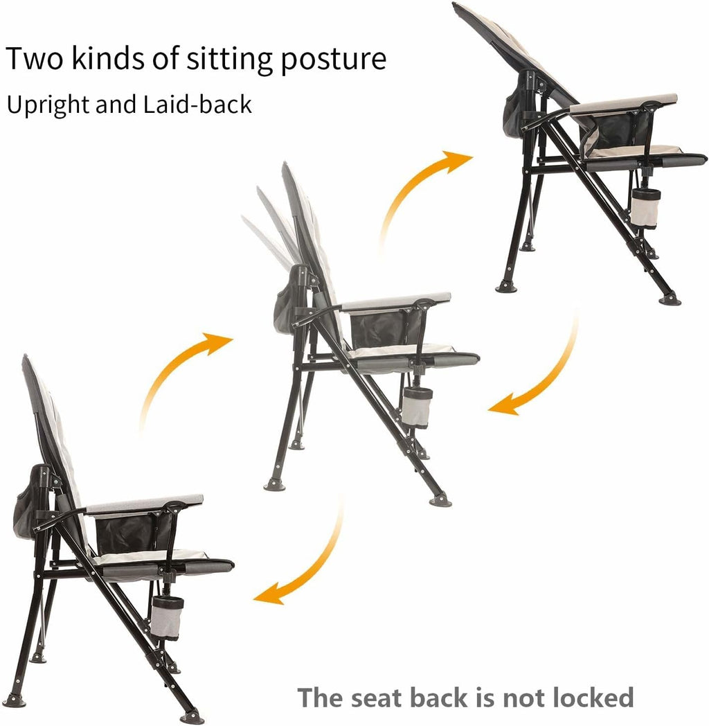 REALEAD Camping Chairs for Adults - Heavy Duty Folding Chairs for Outside Support 400 LBS - Padded High Back Camp Chair with Movable Backrest - Portable Lawn Chairs for Outdoor Sports