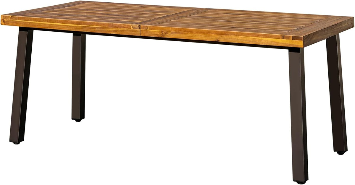 Devoko 6 Person Acacia Wood Dining Table for Kitchen,Natural | Farmhouse Kitchen Table for 6 for Indoor Outdoor Mesa De Comedor