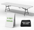 8 Foot Folding Table with Black Cloth - Heavy Duty 660LBS Capacity, Foldable Design with Safety Lock - Portable Folding Tables for Camping, Party, Indoor & Outdoor Use, 1 Pack