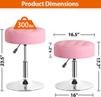Nova Microdermabrasion Vanity Chair Stool Modern Tufted Round Ottoman Stool Swivel Makeup Chair for Bathroom Bedroom Living Room (Pink)