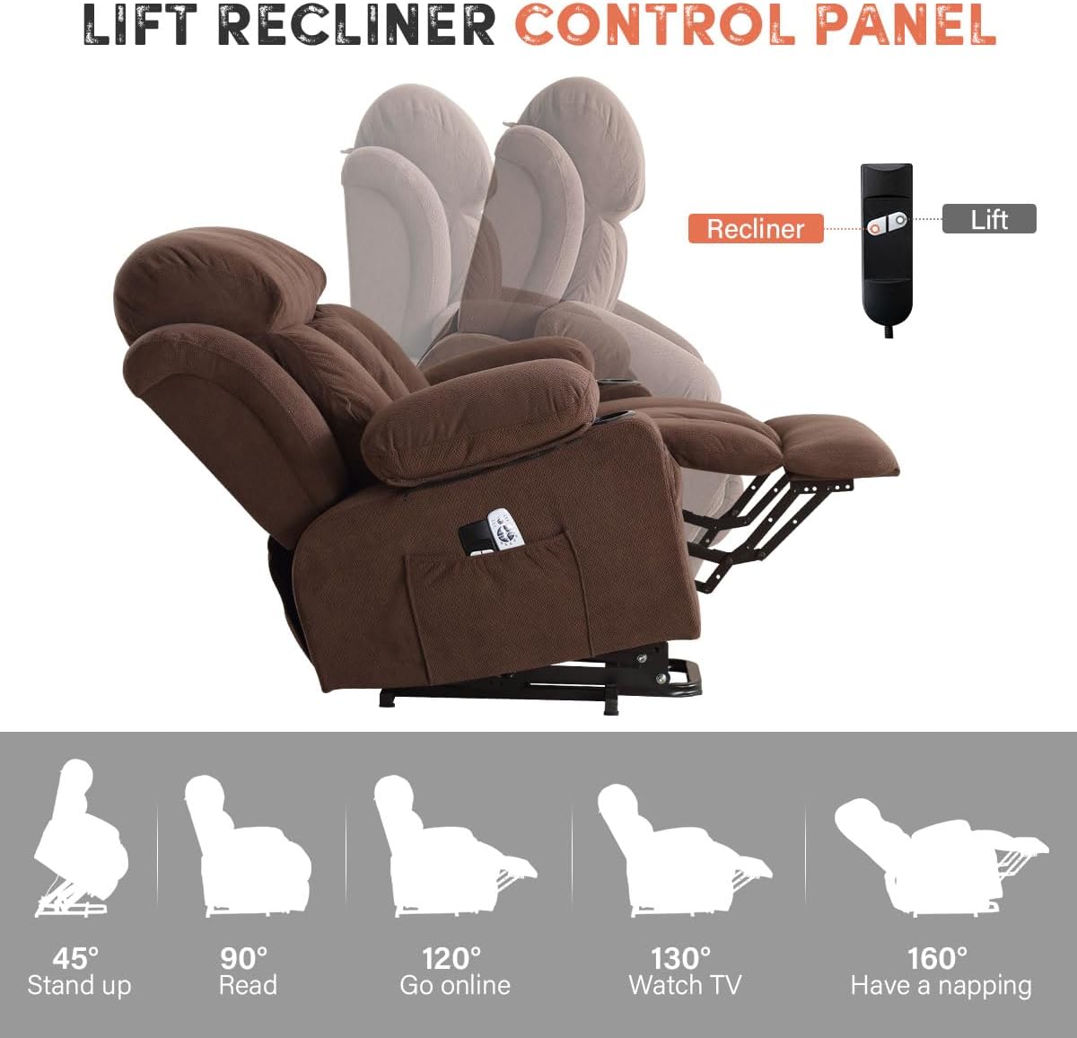 Power Lift Recliner Chair for Elderly with 8-Points Massage and Heat