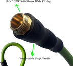 Garden Hose 5/8 in x 15 ft, Hybrid, No Kink, Heavy Duty, Lightweight, Flexible, Male Female Fittings, Handle & 3/4" GHT Solid Brass, 200 PSI (15FT, Green Black)