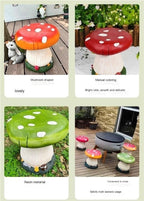 Small Mushroom Shape Ottoman, Outdoor Garden Resin Decorative Mushroom Stool, Resin Sculpture Decoration, Patio Decor(Orange)