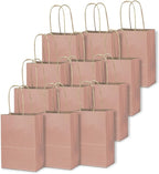 qiqee 24 Pcs Coffee Mini Paper Gift Bags with Handles 6"x4.5"x2.5" Small Brown Kraft Party Favor Bags Treat Bags Multiple Uses (Mini size)