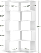 Armocity Corner Book Shelf, 6-Shelf L Shaped Corner Bookshelf with Baffle