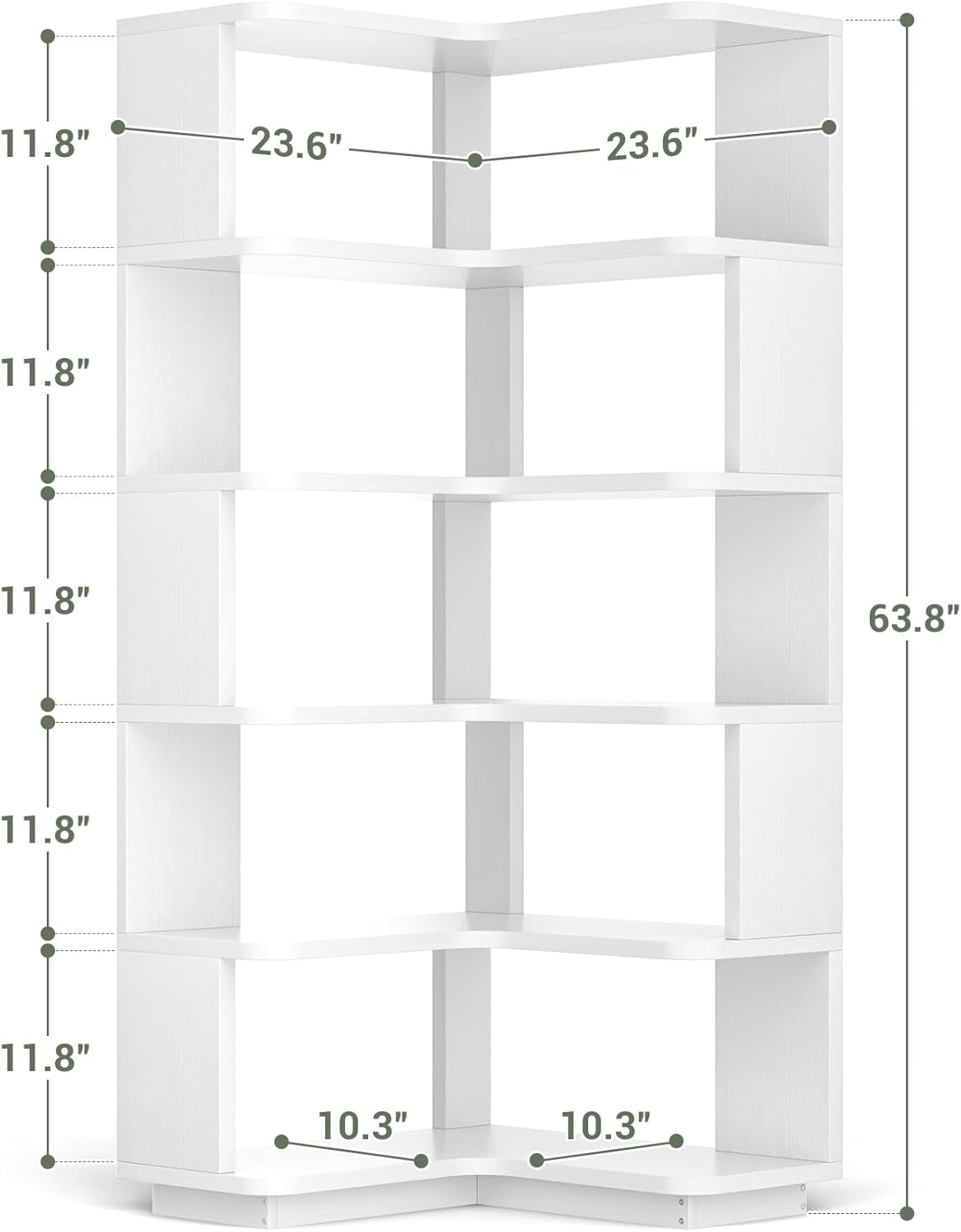 Armocity Corner Book Shelf, 6-Shelf L Shaped Corner Bookshelf with Baffle