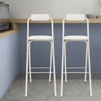 2PCS 29.53'' H Folding Bar Stool with Backrest, White Tall Folding Chair, 275LBS Load Capacity, Portable Collapsible Stool Kitchen Island, Bar, Cafe, Dining Room