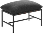 Modway Raya Outdoor Boucle Ottoman in Charcoal - Patio Sitting Stool Ottoman - Metal Frame Footrest with Removable Boucle Cushion for Porch, Deck, Backyard