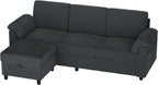 Vongrasig 79" Convertible Sectional Couches Sofa with Storage Ottoman, 3 Seat L Shaped Couch with Side Storage Pockage, Small Couches for Living Room, Apartment and Small Space, Grey
