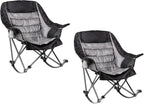 2 PCS Oversized Rocking Camping Chair for Adults - 400lbs Capacity Padded Camp Chair, Portable Foldable Outdoor Rocker Chair for Camping, Backyard, Patio (Black & Gray)