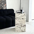 Cube Side Table, Floor-Standing End Table, Imitation Marble Texture Coffee Table, Acrylic Pedestal Stand Couch Table, Modern Display Stand for Sofa, Living Room, Entrance(30cm(11.8in))