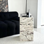 Cube Side Table, Floor-Standing End Table, Imitation Marble Texture Coffee Table, Acrylic Pedestal Stand Couch Table, Modern Display Stand for Sofa, Living Room, Entrance(30cm(11.8in))