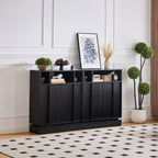 Small Sideboard Buffet Cabinet with Storage, 31.7" Farmhouse Accent Cabinet with 2 Doors, Adjustable Shelves and Open Shelf for Dining Room, Kitchen, Living Room and Entryway, Black