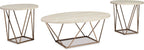 GTU Furniture Contemporary Faux Marble Rectangular 3-Piece Coffee Table Set, Cocktail Table with 2 Matching End Tables, Two-Tone Finish for Living Room