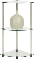 Convenience Concepts Designs2Go 3-Tier Corner Shelf, Glass/Chrome