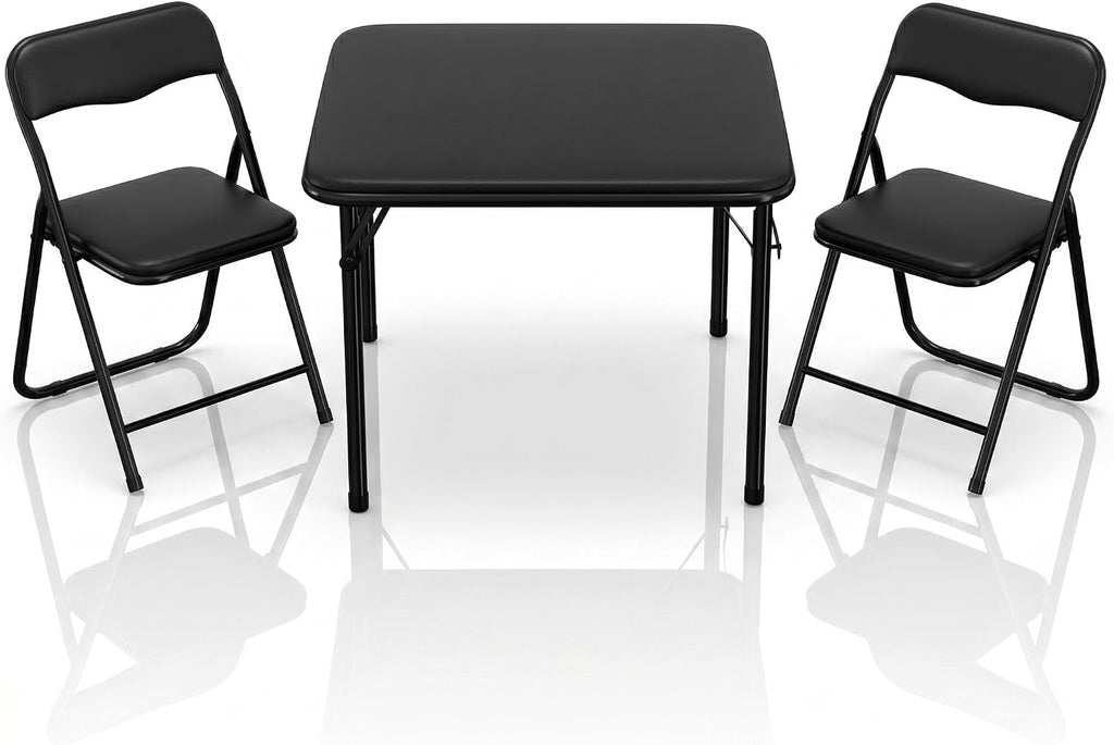 Garvee 3-Piece Kids Folding Table and Chair Set | Padded Toddler Activity Table with 2 Chairs, Easy-Fold Pinch-Free Design, Portable Children's Furniture for Arts, Crafts