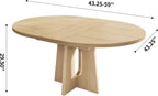 Epecoya 59-Inch Extendable Round Dining Table for Dining Room, Light Oak | 4-6 People Farmhouse Oval Wood Expandable Kitchen Dinner Table with Heavy Cross Pedestal for Living Room, Apartment