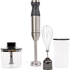 Kenmore Immersion Blender - Handheld Stick Mixer For Kitchen, Food Chopper, Whisk, Smoothie Milkshake Maker, Blend Baby Food, Protein Shake, Puree, Batidora De Inmersión Stainless Steel Blade, Black