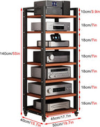 7-Tier Heavy Duty Audio Component Rack, 140cm Tall - Hifi Amplifier Rack | Audio-Video Shelving Adjustable - CD Record Player Stereo AV Receiver Equipment Cabinet Display Stand