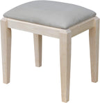 Solid Wood Vanity Table With Bench, Unfinished