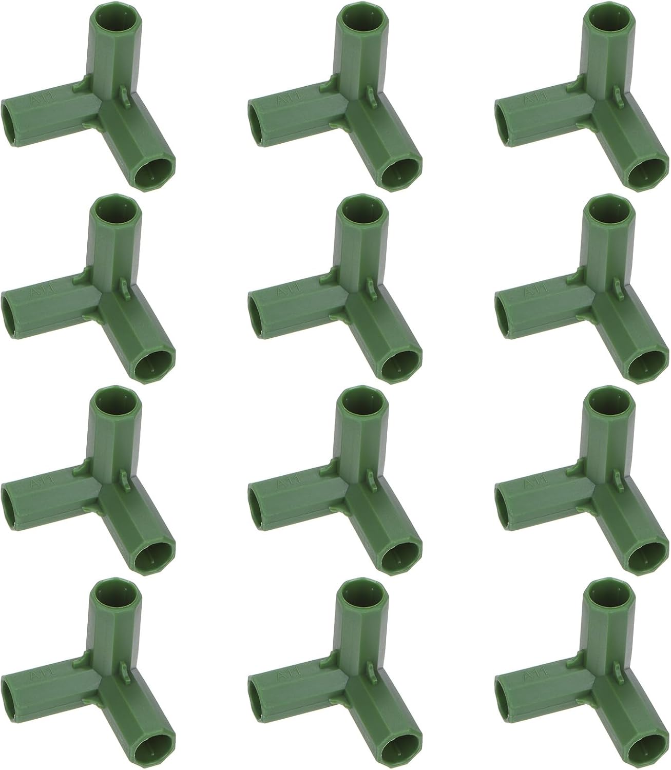 4 Pcs 11mm Greenhouse Frame Building Connectors, 3 Way Right Angle Pipe Fitting for Grape Trellis/Sunscreen Shed/Gardening Plant Stakes, Greenhouse Accessories [Green]