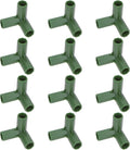 12 Pcs 11mm Greenhouse Frame Building Connectors, 3 Way Right Angle Pipe Fitting for Grape Trellis/Sunscreen Shed/Gardening Plant Stakes, Greenhouse Accessories [Green]