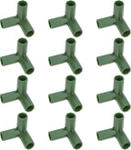 12 Pcs 11mm Greenhouse Frame Building Connectors, 3 Way Right Angle Pipe Fitting for Grape Trellis/Sunscreen Shed/Gardening Plant Stakes, Greenhouse Accessories [Green]
