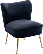 Velvet Accent Chair Set of 2 Comfy Living Room Chair Armless Slipper Chair Mid Century Side Single Sofa Chair with Golden Legs Wingback for Bedroom Guest Room, Black