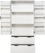 72" Modern Fluted Kitchen Pantry Cabinet, Freestanding Food Storage Cupboard with 2 Large Drawers & 8-Door Spice Rack,Storage Organizer for Kitchen, Bathroom, Dining Room,White