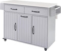51" Rolling Kitchen Island with Tilt-Out Trash Cabinet & Drop Leaf | Tilt-Out Trash Cabinet, Drop Leaf Extension, Rolling Design, Kitchen Storage, 51 Inch Width